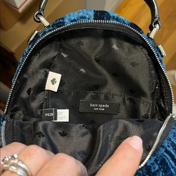 Kate Spade Briar Lane Quilted Crushed Velvet Midnight Blue  display picture 1